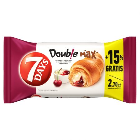 7days Doub!e Max Croissant z nadzieniem o smaku waniliowym i wiśniowym 110 g